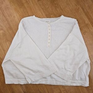 James Street Co. Ames White/Cream Button Henley Top Xs